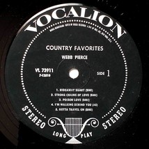 Webb Pierce: Country Favorites [12" Vinyl 33 rpm LP on Vocalion Stereo VL 73911] image 2
