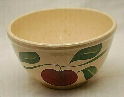 Two Watt Pottery Apple Pattern Ribbed Mixing Bowls #4 Three Leaves