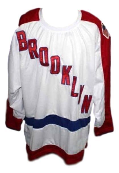 Custom name   brooklyn americans retro hockey jersey white   1