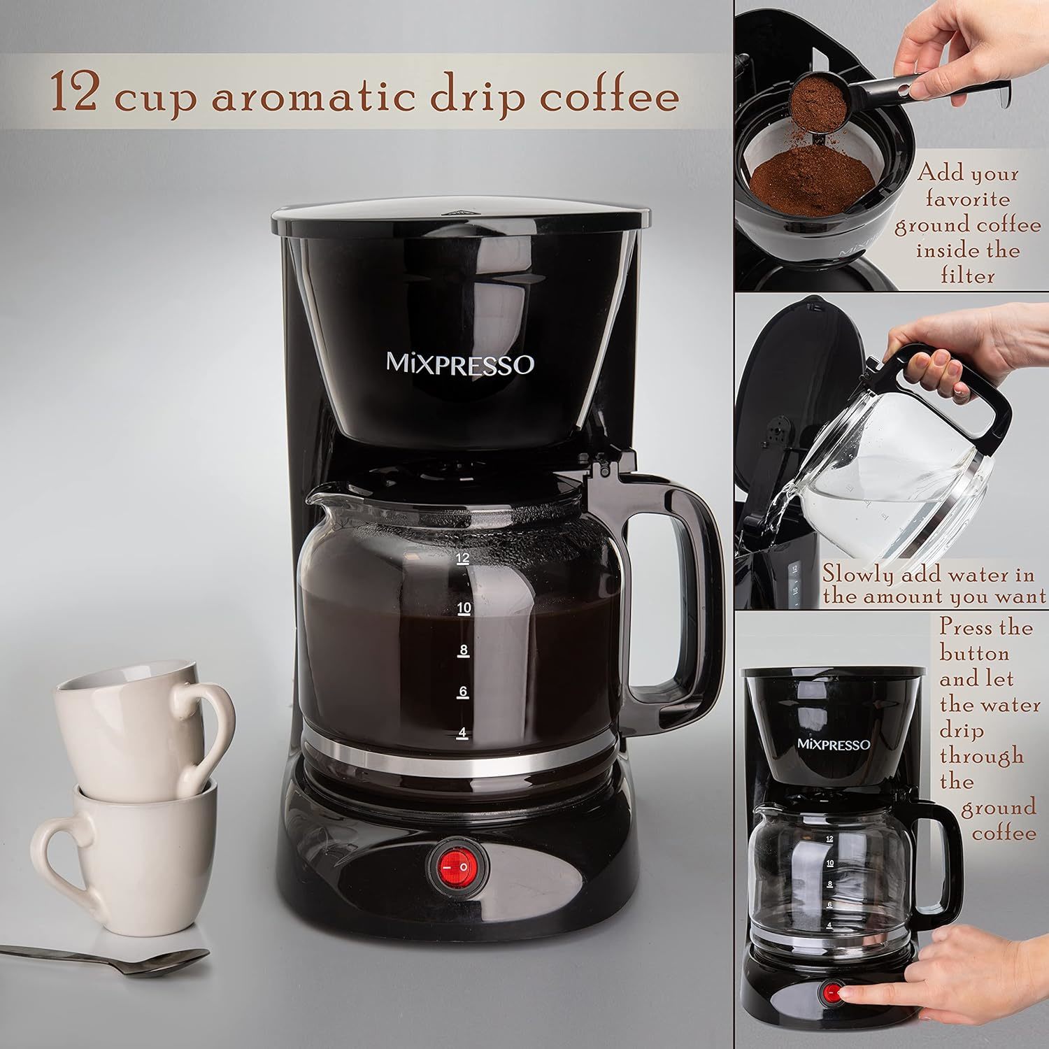 Mixpresso 12-Cup Drip Coffee Maker, Coffee and 19 similar items