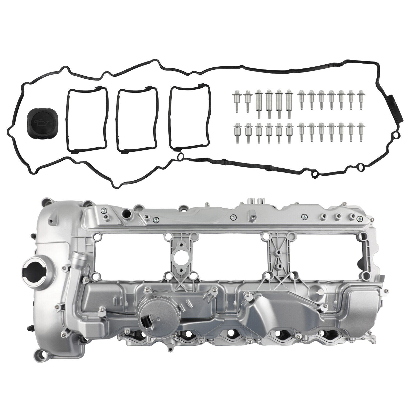 Aluminum Valve Cover w/ Gasket & Cap Kit for BMW N55 135i 335i 535i