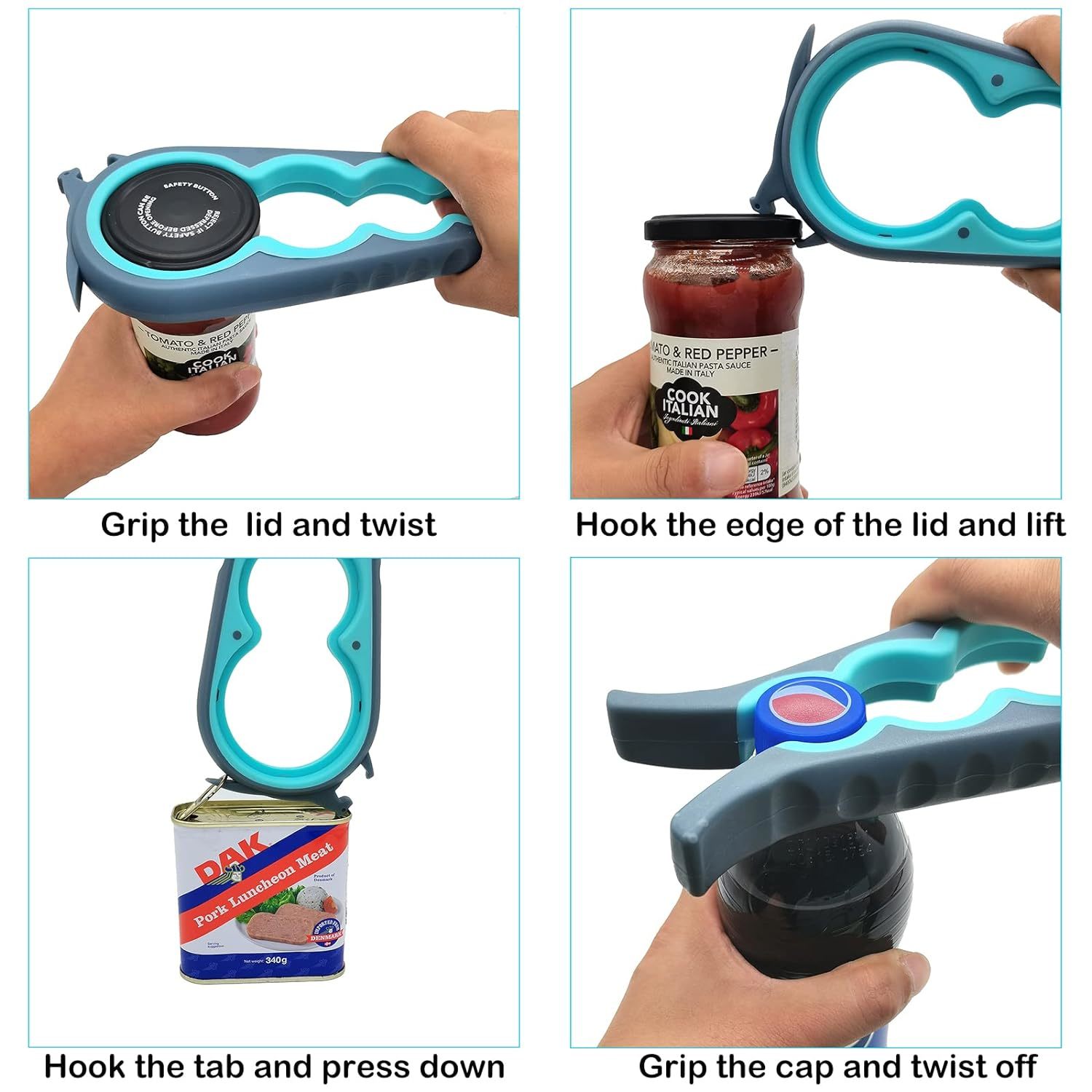 Gift Set Premium 4-in-1 Easy Grip Jar and Bottle Opener, Jar Opener For  Weak Hands, Jar Opener For Seniors with Arthritis, Jar Gripper, Rubber Jar