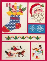 1981 Cross Stitch Iron-On Christmas Transfers Santa Skater Stocking Patt... - $14.99