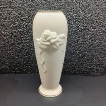 LENOX Rose Blossom Vase Ivory Porcelain 24k Gold Trim 7.5&quot;Tall - $12.82