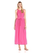 Allison Brittney Women&#39;s Round Neck Crochet Front Maxi Dress, Pink, Large - $37.48