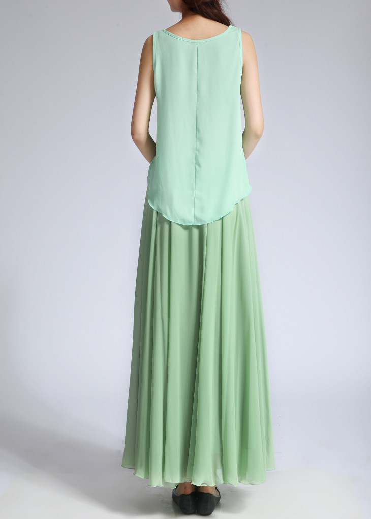 Sage green on sale chiffon maxi skirt