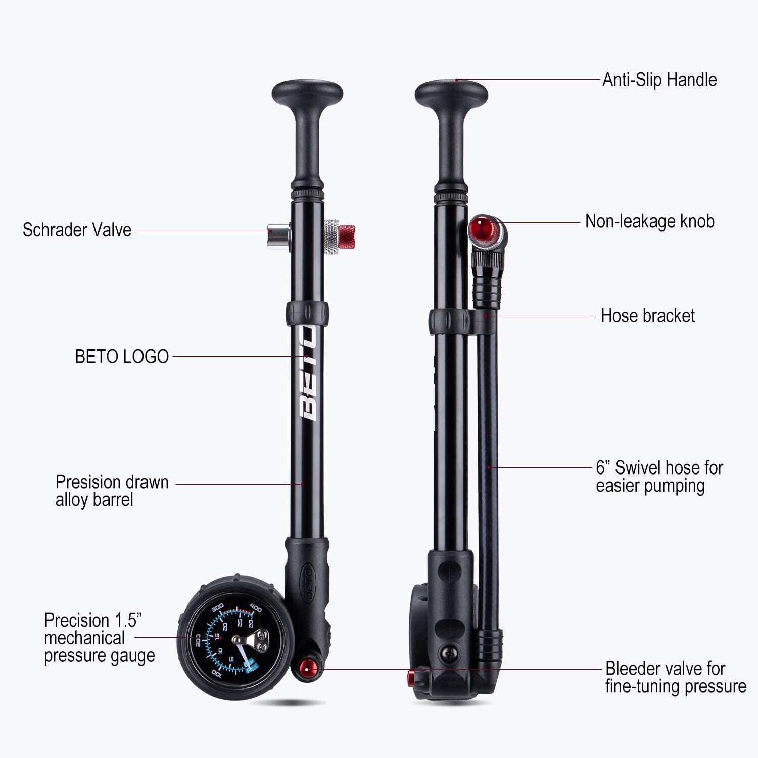 CycloSpirit Digital Bicycle Tire Inflator Gauge with Auto-Select Valve