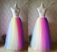 Adult RAINBOW Tulle Skirt Multi Colored Long Rainbow Tutu Skirts Plus Size  image 4