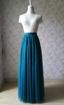 Floor Length Tulle Skirt High Waisted Wedding Bridesmaid Separate Deep Green image 1