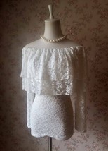 OFF SHOULDER Ivory White Lace Top Long Sleeve White Lace Bardot Top Plus Size