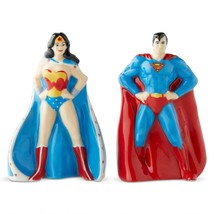 Superman Wonder Woman Salt & Pepper Shakers Set DC Comics Superhero Ceramic Gift