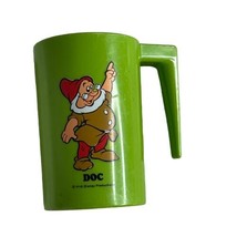 Vintage Walt Disney Plastic Doc Green Mug Cup w/Handle  Snow White And 7... - $6.89