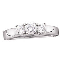 14kt White Gold Round Diamond 3-stone Bridal Wedding Engagement Ring 3/4 Ctw - $1,098.00