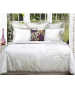 Yves Delorme Palmea Sage Queen Flat Sheet Reversible Cotton Jacquard NEW - $165.00