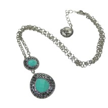 Trifari Silvertone Chain Necklace 17 Inch Plastic Pendant Fashion Jewelry Sleek - $14.84