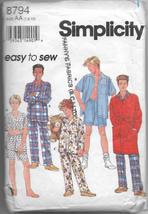 Simplicity 8794 Boys Pajamas 3 Styles, 2 Lengths, Robe and Tie, Sizes 7 ... - $14.00