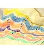 Hand Crocheted Baby Blanket Afghan Multi-Color 47&quot; x 40&quot; - $24.74