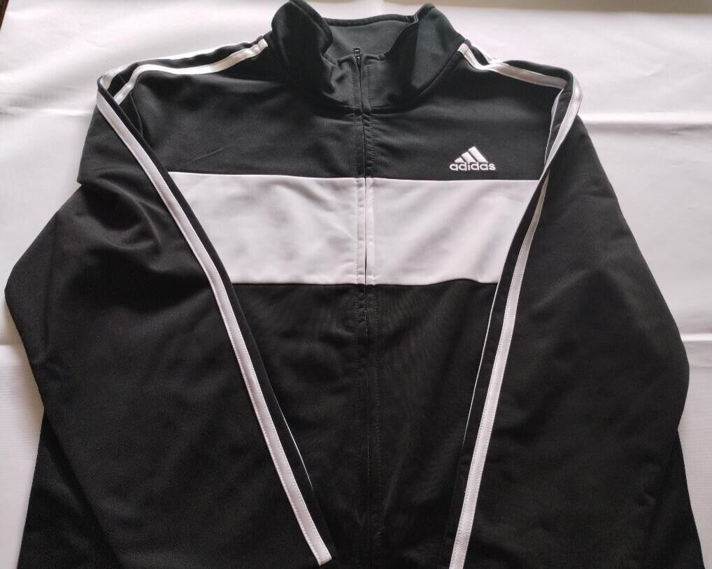 Adidas Boys Black/White Zippered Jacket Size Large 14/16 - $23.33