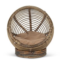 Cat Dog Bed Ball Shaped with Polyester Cushion Eco-Friendly Rattan 21" High