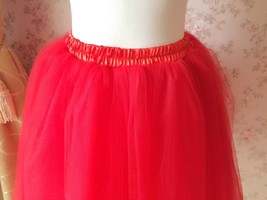 RED TULLE Party SKIRT A Line Red Bridesmaid Skirt Ballerina Skirt Plus Size XXXL image 3