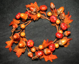 Fall Candle Ring with Acorns, Leaves, Pumpkins - $6.99
