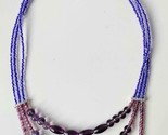 Plus size 50's style triple string amethyst purple necklace with rhinestone  - £4.74 GBP