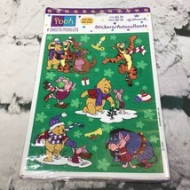 Hallmark Disney Winnie The Pooh Christmas Stickers Sealed Pack 4 Sheets VTG 90’s - $9.89