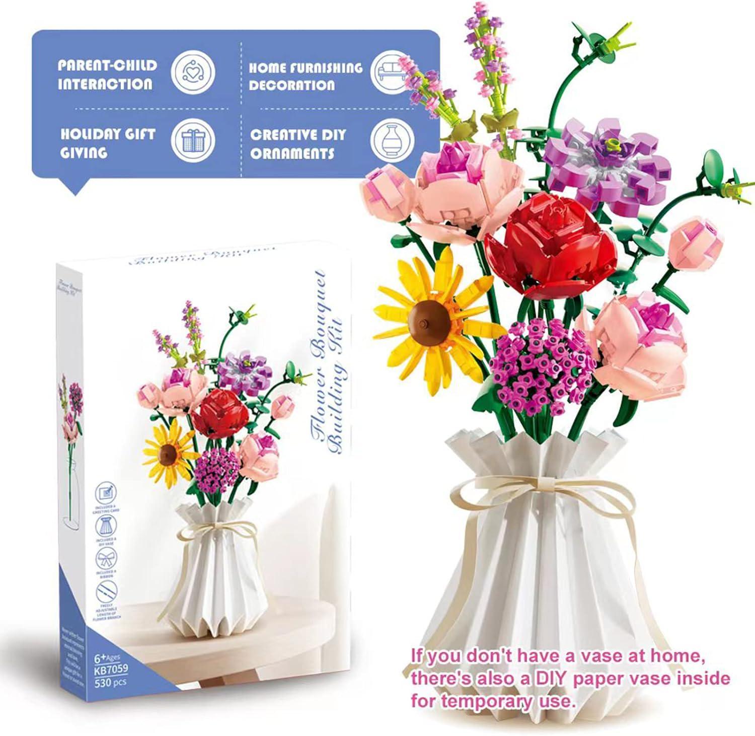  LUOGFYNI Flowers Bouquet Building Kit, Artificial