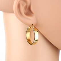 Stylish Gold Tone Screw Like Design Hoop Earrings     - $26.99