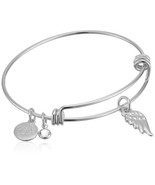 Halos &amp; Glories, Wing Charm Shiny Silver Bangle Bracelet - $9.89