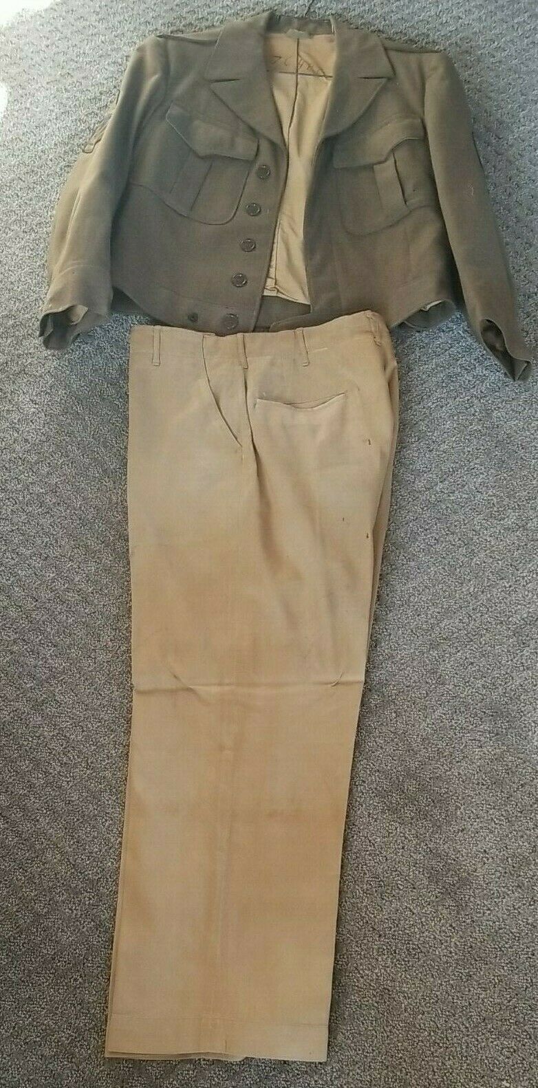 Vintage 1940s WWII Era Army Service Forces Sergeant Wool Jacket Pants