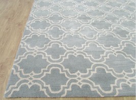 Moroccan Scroll Tile Porcelain Blue Handmade Persian Style Woolen Area Rug - 5'  - $399.00