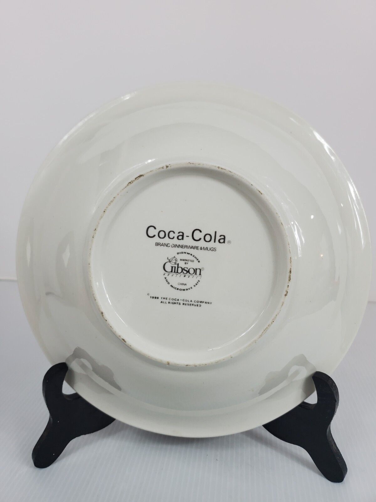 Coca Cola Black and White Checkered Dinnerware Plate Bowl 1997 Gibson