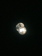 Vintage 60s Large Single Pearl and Stainless Tie Tack Pin