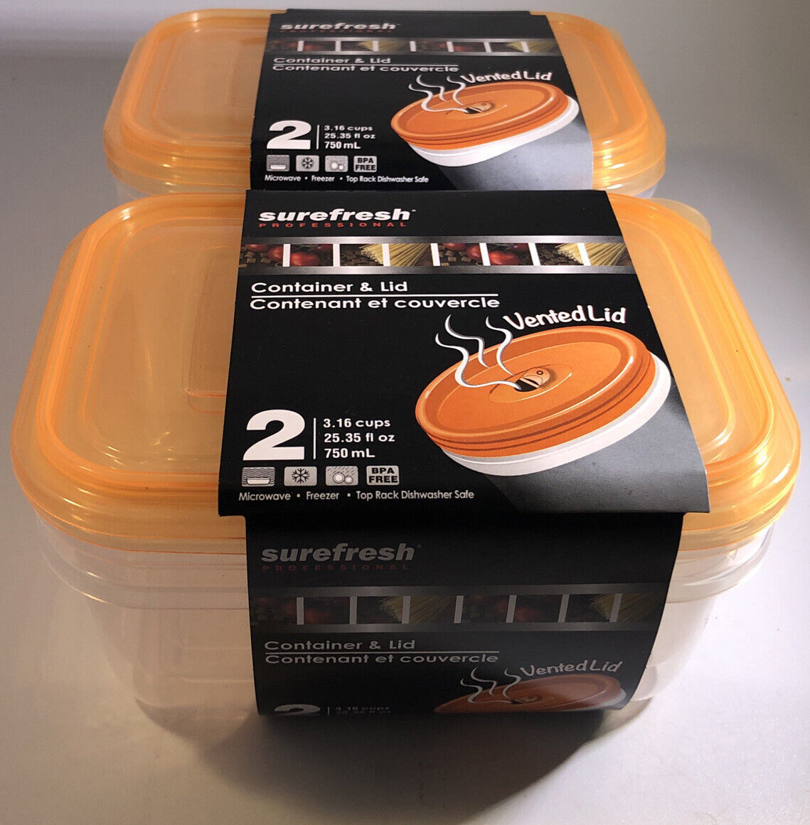 2ea 1.38Cup Sure Fresh Dry/Cold/Freezer Food Storage Containers W
