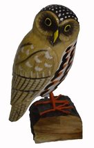 Large Handmade Wood Owl Sculpture Statue Carving Decor Sculptures - $24.69