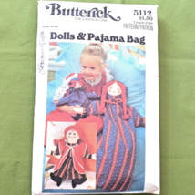 Butterick 5112 Sewing Pattern 2 Rag Dolls 21.5 &amp; 9.5&quot; Clothes Pajama Bag... - $6.92