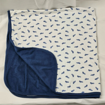 Baby Gap Navy Blue White Baby Blanket Cars BabyGap Cotton Double Lined Lovey - $59.39