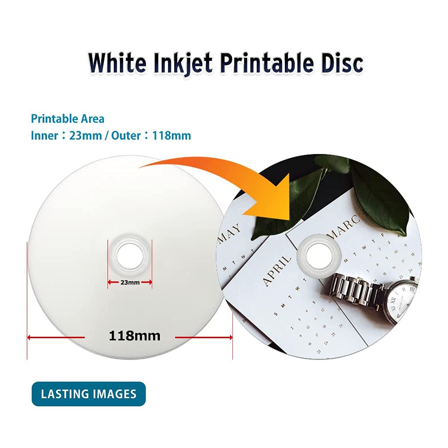 Smart Buy CD-R 100 Pack 700mb 52x Thermal Printable White Blank Recordable  Discs, 100 Disc, 100pk