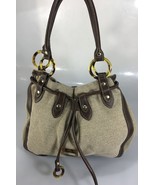 Relic Beige Woven Fabric Brown Faux Leather Hobo Shoulder Bag Handbag - $31.85