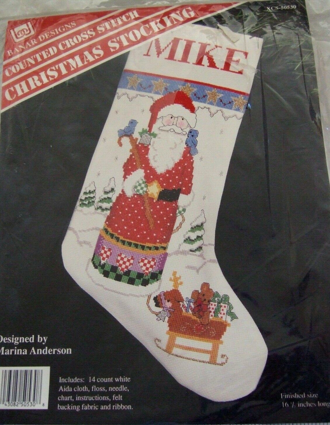 Christmas Treasures Stocking Counted Cross Stitch Kit 17 Long 14 Count