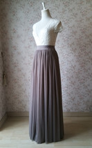 Brown Long Tulle Skirt High Waist Tulle Maxi Skirt Bridesmaid Outfit (US0-US28) image 2