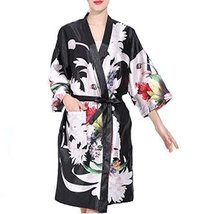 Retro Style Beauty Salon Flower Gown Robes Hairdressing Gown for Clients, Black