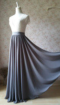 GRAY Chiffon Maxi Skirt Gray Bridesmaid Chiffon Skirt Wedding Party Plus Size image 3