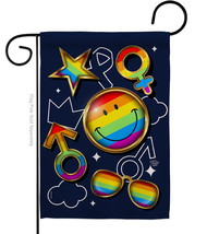 Happy Face Pride Garden Flag 13 X18.5 Double-Sided House Banner - $19.97
