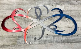 Dual Infinity Hearts - Metal Wall Art - Patriotic Version 30" x 18" - $101.63