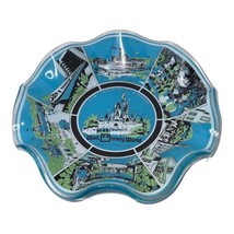 Vintage Walt Disney World Park Souvenir Ruffled Glass Bowl Magic Kingdom... - $26.18