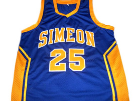 Derrick Rose #25 Simeon High School Men Basketball Jersey Blue Any Size image 4