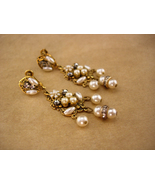 Unsigned Haskell earrings - Bridal chandelier drop screw back earrings -  - $245.00