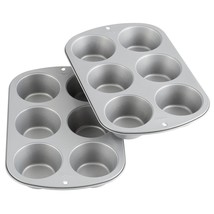 SILIVO Silicone Jumbo Muffin Pans Nonstick 6 Cup(2 Pack) - 3.5